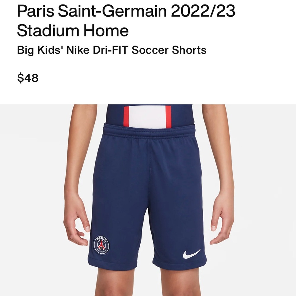 ⚽️NIKE PARIS SAINT GERMAIN SOCCER SHORTS. M. Small pulls on seat of shorts. Navy